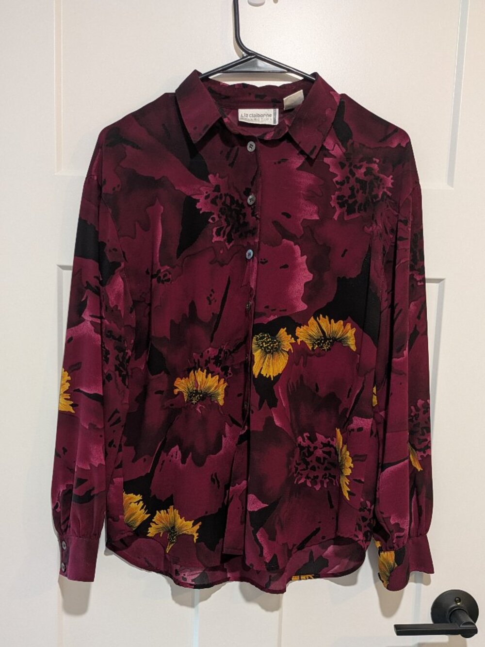 Vintage 90s Liz Claiborne Collection Watercolor Floral Blouse